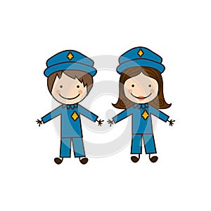 colorful caricature couple cops costume photo