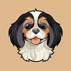 Colorful Caricature Dog Logo Illustration On Beige Background