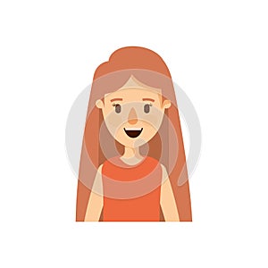 Colorful caricature half body woman with long straight hair