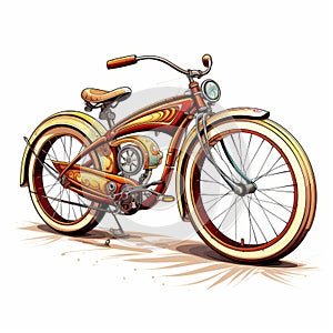 Colorful Caricature: The Streamline Elegance Of A Brown Bicycle With Orange Details