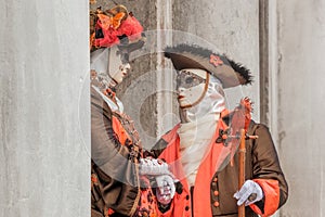 Colorful carnival masks at a traditional festival in Venice, Italy