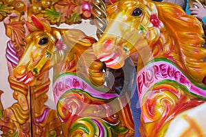 Colorful Carousel Ride Horses