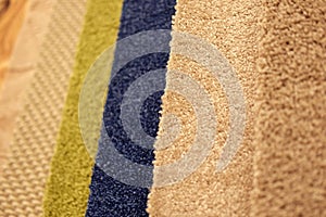 Colorful carpet samples on exhibition for retail
