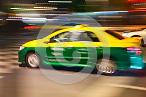 colorful cars taxi in Bangkok night