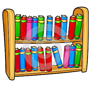 Colorful Cartoon Bookshelf with Books Clipart