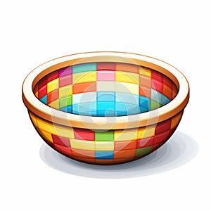 Colorful Cartoon Bowl Icon - Pixel Design Stock Illustration