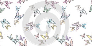 Colorful cartoon butterfly vector pattern