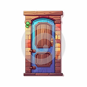 Colorful Cartoon Character Wooden Door Or Wall For Lively Tavern Scenes photo