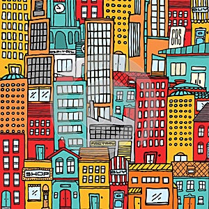 Colorful cartoon city texture background