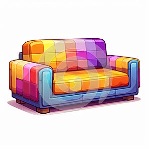 Colorful Cartoon Couch Vector Illustration photo