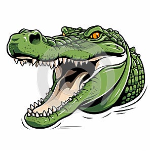 Colorful Cartoon Crocodile Head Illustration Set photo