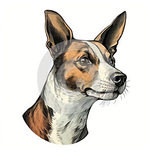 Colorful Cartoon Dog Portrait In Detailed Engraving Style