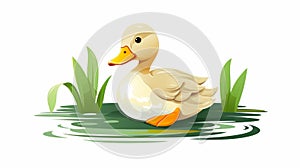 Colorful Cartoon Duck Clip Art With Naturecore Style