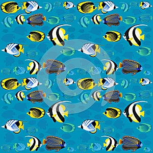 Colorful cartoon fishes pattern