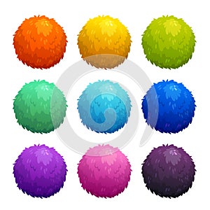 Colorful cartoon furry balls.