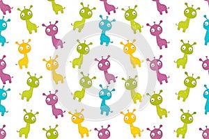 Colorful cartoon giraffe pattern on white background