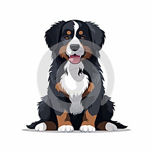 Colorful Cartoon Illustration Of A Bernese Mountain Dog