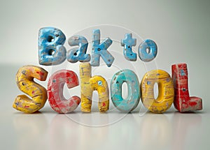 Colorful cartoon letters spelling 'Back to School' on a light background
