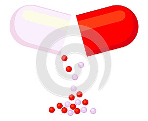 Colorful cartoon open pill medicine