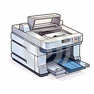 Colorful Cartoon Printer Illustration With Open Cartridge