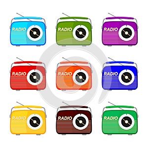 Colorful cartoon retro radio collection