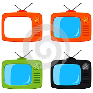 Colorful cartoon retro tv set isolated on white