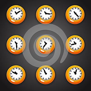 Colorful cartoon style clock timer for game with animated hands