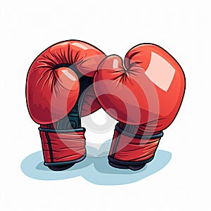 Colorful Cartoon Style Red Boxing Gloves On White Background