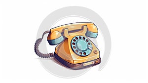 Colorful Cartoon Telephone Illustration In Dark Cyan And Yellow