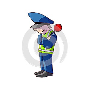 Colorful cartoon traffic police officer