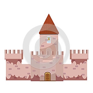Colorful castle icon, cartoon style