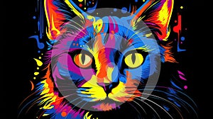 colorful cat animal portrait AI generated