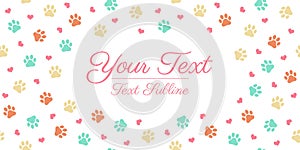 Colorful cat or dog paw print - greeting card layout