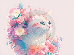 Colorful Cat Illustration. AI generated