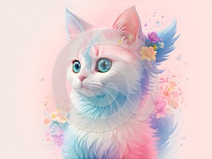 Colorful Cat Illustration. AI generated