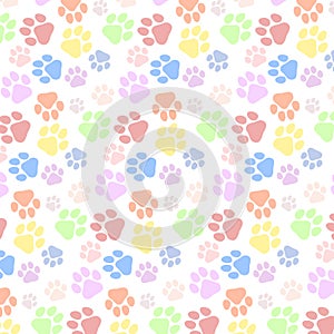 Colorful Cat Paw Seamless Pattern