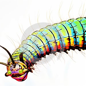 Colorful Caterpillar Stock Photo Hyper-detailed Bugcore In Aristocratic Style