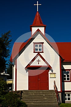 Colorful catholic church in Akureyri