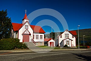 Colorful catholic church in Akureyri
