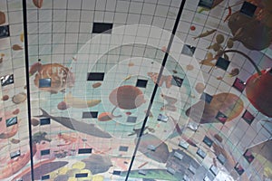 Colorful ceiling of the big rotterdam market