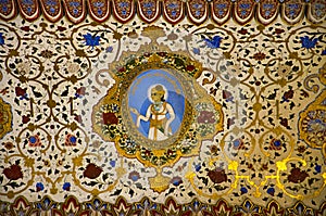 Colorful ceiling, located in the Mehrangarh or Mehran Fort, Jodhpur, Rajasthan, India