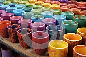 colorful ceramic glazes ready for application