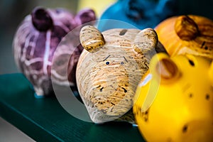 Colorful ceramic pig shape copycats