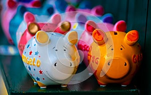 Colorful ceramic pig shape copycats