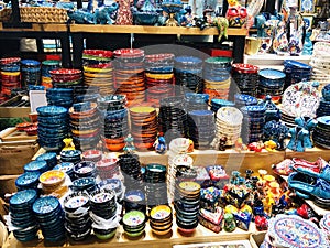 Colorful Ceramic Plates and Saucers