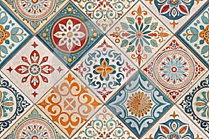 Colorful ceramic tile design seamless patchwork