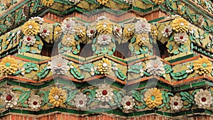 Colorful Ceramic Tiles Decorated On Old Pagoda