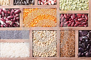 Colorful cereals and beans