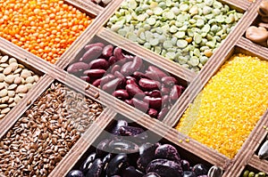 Colorful cereals and beans