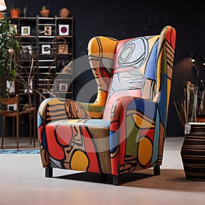 Colorful Chair With Artistic Design: A Modern And Comfortable End Table Armchair